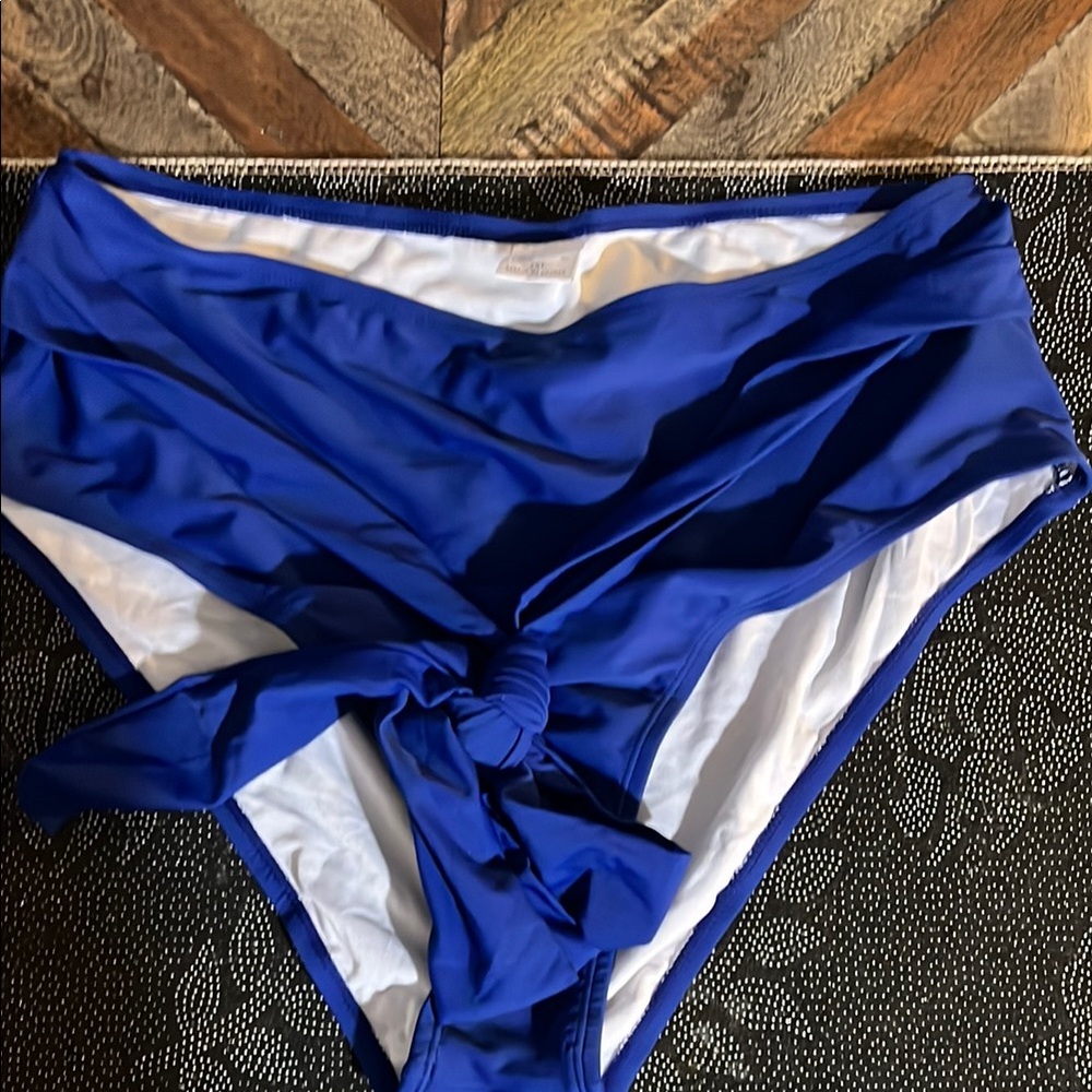 Blue High-Waisted Swim Bottoms